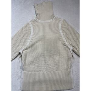 Helmut Lang Cream Rib Turtleneck Sweater Size M Sculptural Minimalist Quiet Lux